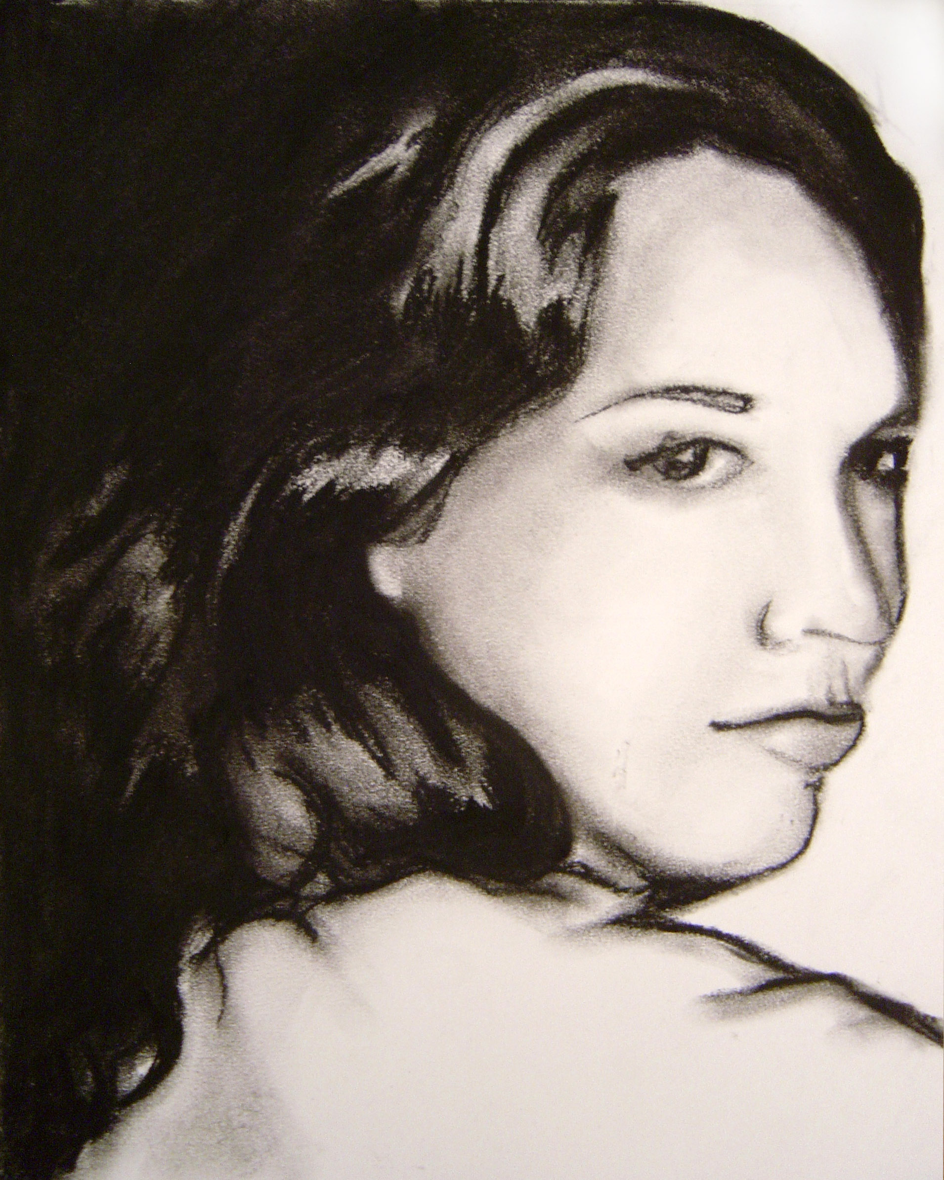 Charcoal sketch of a woman's face