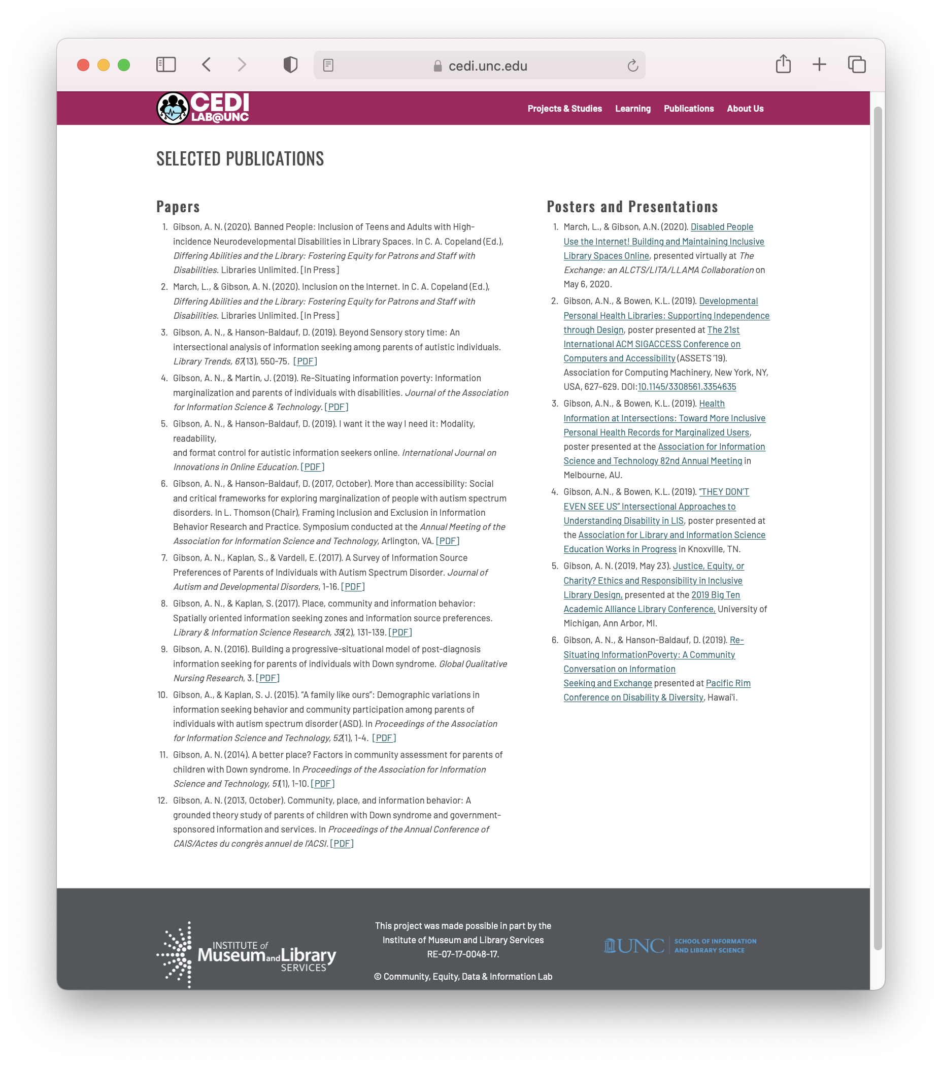 CEDI Publications page screenshot